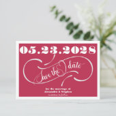 Elegantes handgeschriebenes Monogram QR Code Magen Save The Date (Stehend Vorderseite)