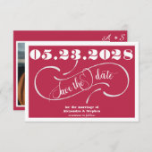 Elegantes handgeschriebenes Monogram QR Code Magen Save The Date (Vorne/Hinten)