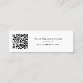 Elegantes handgeschriebenes QR-Code-Kleidungsanhän Mini Visitenkarte (Rückseite)