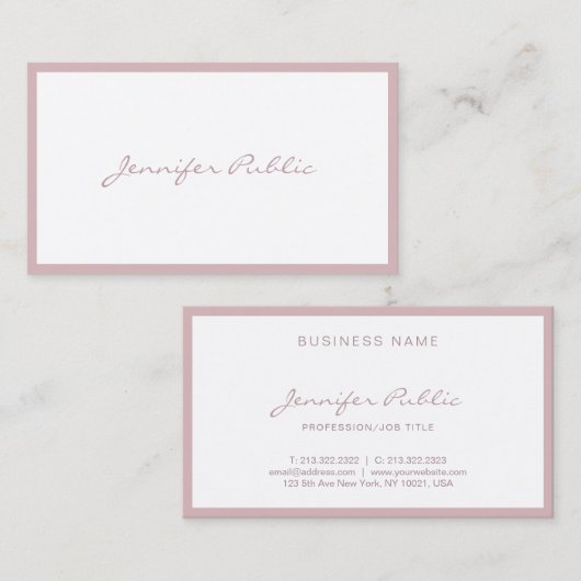 Elegantes handgeschriebenes Script Minimalistisch Visitenkarte (Vorne/Hinten)