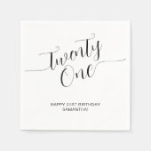Elegantes handgeschriebenes Skript 21 Geburtstag Serviette (Vorderseite)