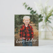 Elegantes handgeschriebenes Skript-Branch-Foto Feiertagspostkarte (Stehend Vorderseite)