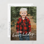 Elegantes handgeschriebenes Skript-Branch-Foto Feiertagspostkarte (Vorne/Hinten)