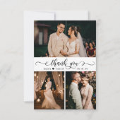 Elegantes handgeschriebenes Skript HochzeitsfotoCo Dankeskarte (Vorderseite)