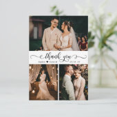 Elegantes handgeschriebenes Skript HochzeitsfotoCo Dankeskarte (Stehend Vorderseite)