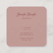 Elegantes, handgeschriebenes Skript Luxus gerundet Quadratische Visitenkarte (Rückseite)