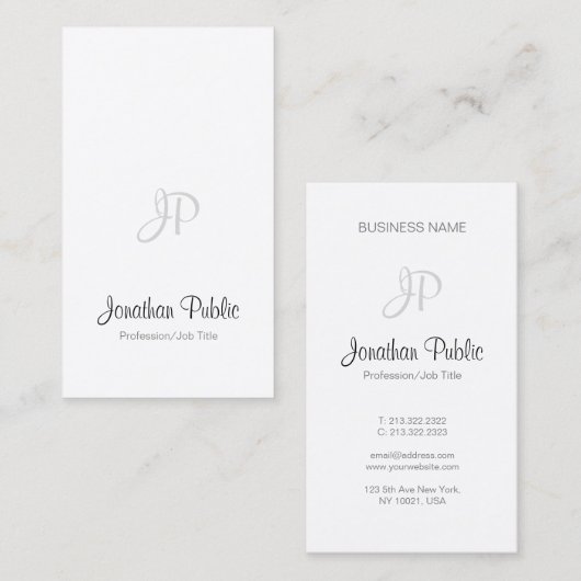 Elegantes handgeschriebenes Skript Modernes Monogr Visitenkarte (Vorne/Hinten)