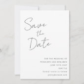 Elegantes handgeschriebenes Skript Schwarz-weiß We Save The Date (Vorderseite)