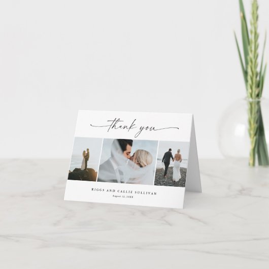 Elegantes handgeschriebenes SkriptWedding-Foto Dankeskarte (Vorderseite)