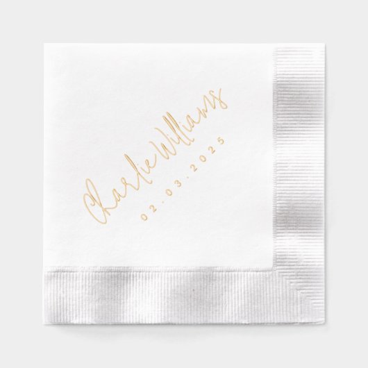 Elegantes handgeschriebenes Stildatum real Servietten Mit Folie (Vorderseite)