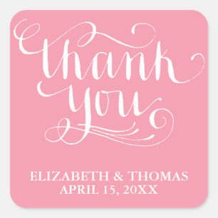 ELEGANTES HANDGESCHRIEBENES THANK YOU-SCHRIFT-ETIK QUADRATISCHER AUFKLEBER