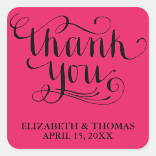 ELEGANTES HANDGESCHRIEBENES THANK YOU-SCHRIFT ETIK QUADRATISCHER AUFKLEBER