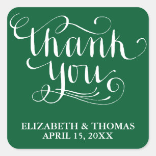 ELEGANTES HANDGESCHRIEBENES THANK YOU-STICKER QUADRATISCHER AUFKLEBER