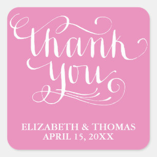 ELEGANTES HANDGESCHRIEBENES THANK YOU-STICKER QUADRATISCHER AUFKLEBER