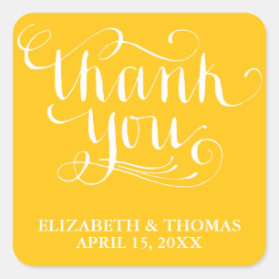 ELEGANTES HANDGESCHRIEBENES THANK YOU-STICKER QUADRATISCHER AUFKLEBER