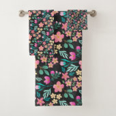 Elegantes, handGezeichnet rosafarbenes Schwarz-Des Badhandtuch Set (Insitu)