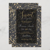 Elegantes, handGezeichnet rosafarbenes Schwarz-Des Einladung (Vorne/Hinten)