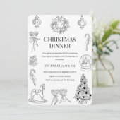 "Elegantes, handGezeichnet Weihnachtsfest Einladung (Stehend Vorderseite)