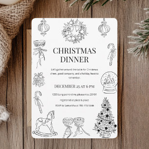 "Elegantes, handGezeichnet Weihnachtsfest Einladung