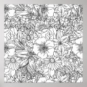 Elegantes handgezeichnetes Blumendoodles-Design Poster (Vorne)