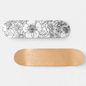 Elegantes handgezeichnetes Blumendoodles-Design Skateboard (Horizontal)