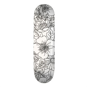 Elegantes handgezeichnetes Blumendoodles-Design Skateboard