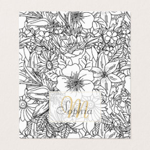 Elegantes handgezeichnetes Blumendoodles-Design Visitenkarten