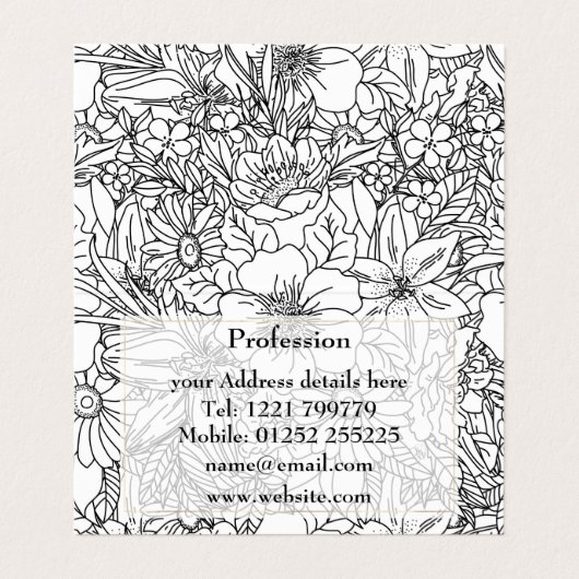 Elegantes handgezeichnetes Blumendoodles-Design Visitenkarten (Innenseite Aufgefaltet)