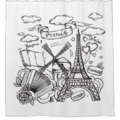 Elegantes handgezeichnetes Kunstwerk des Eiffeltur Duschvorhang (Vorderseite)