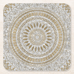 Elegantes handgezeichnetes Mandala-Design Rechteckiger Pappuntersetzer