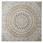 Elegantes handgezeichnetes Mandalendesign Fliese (Vorderseite)