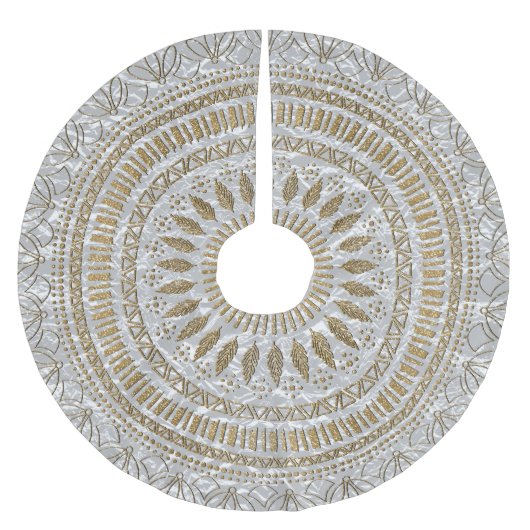 Elegantes handgezeichnetes Mandalendesign Polyester Weihnachtsbaumdecke (Vorderseite)