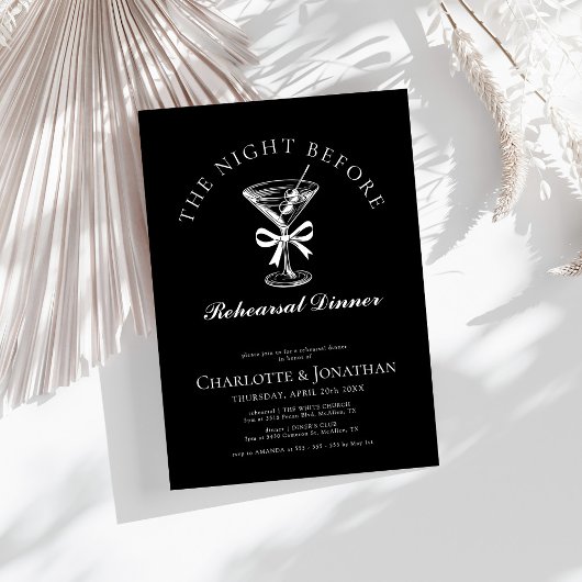 Elegantes handgezeichnetes Martini Probe Abendesse Einladung