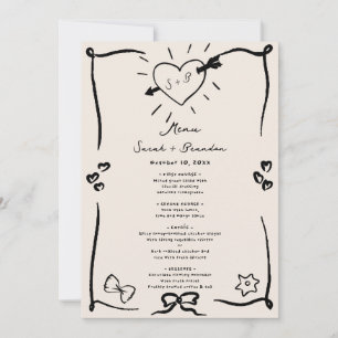 Elegantes, handgezeichnetes Retro Black Wedding Me Einladung