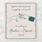 Elegantes handgezeichnetes Retro-Weinetikett Grüne Weinetikett (Einzelnes Label)