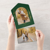 Elegantes handgezogenes Gold-Holly-Arch-Foto All In One Einladung (Abreißen)