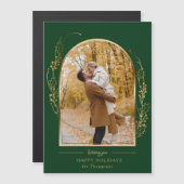 Elegantes handgezogenes Gold-Holly-Arch-Foto Magnetkarte (Vorne/Hinten)