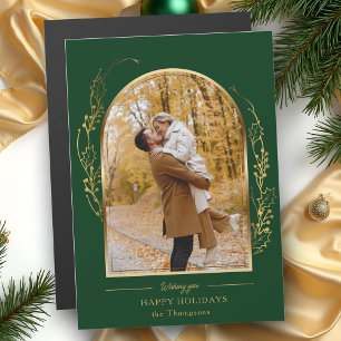 Elegantes handgezogenes Gold-Holly-Arch-Foto Magnetkarte