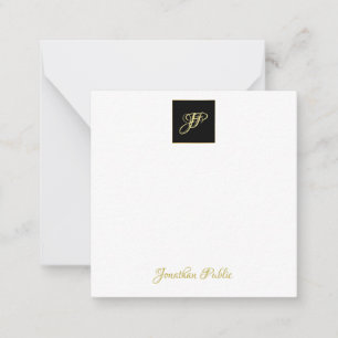 Elegantes Handgoldtext-Monogramm personalisiert Mitteilungskarte