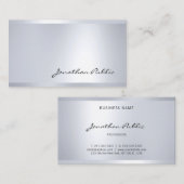Elegantes Handschrift Silver Look Moderne Glamour Visitenkarte (Vorne/Hinten)