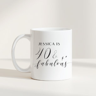Elegantes Handskript 40 und fabelhafter Geburtstag Kaffeetasse