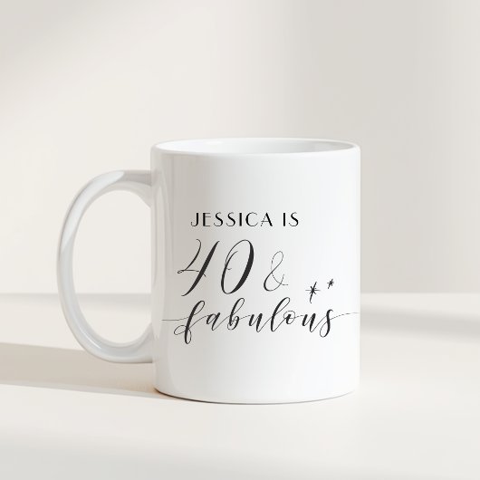 Elegantes Handskript 40 und fabelhafter Geburtstag Kaffeetasse
