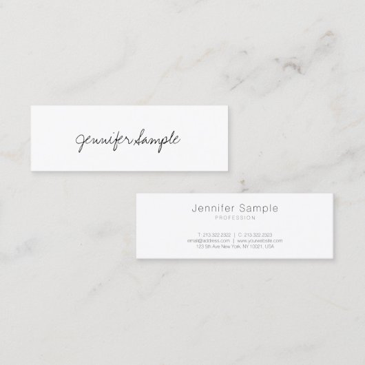 Elegantes Handskript-berufliche einfache Schablone Mini Visitenkarte (Vorne/Hinten)