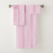 Elegantes Handtuch-Set Chic Hellrosa Kariert Benut Badhandtuch Set (Insitu)