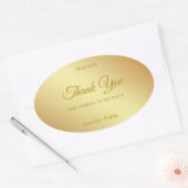 Elegantes Handwriting Danke Text Gold Template Ovaler Aufkleber (Umschlag)