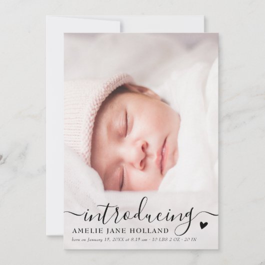 Elegantes Handwriting Foto Kinderankündigung Dankeskarte (Vorderseite)