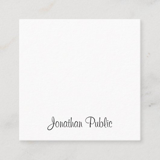 Elegantes Handwriting-Skript Beruflich Moderne Quadratische Visitenkarte (Vorderseite)