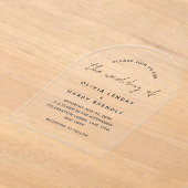 Elegantes Handwriting-Skript Minimalistische Hochz Acryleinladungen (Ablage )