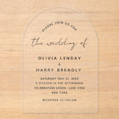 Elegantes Handwriting-Skript Minimalistische Hochz Acryleinladungen (Vorderseite)