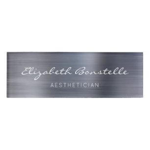 Elegantes Handwriting-Skript Silver Brushed Metal Namenschild
